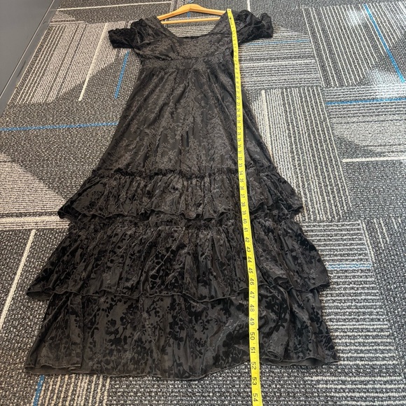 Disturbia Lilias Devoré Tiered Maxi Dress size 2 Black Velvet Goth Whimsygoth - Picture 10 of 14